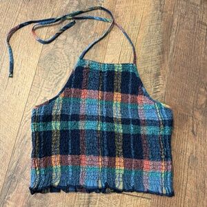 Plaid Halter Neck Top. Size XS/S